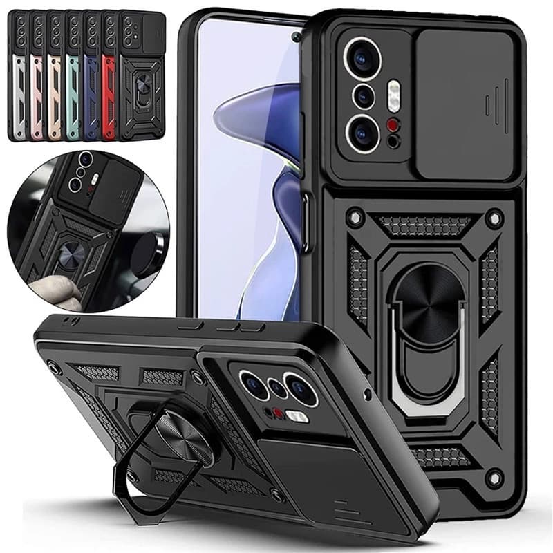 Para Xiaomi Redmi NOTE 8 9 10 Pro 9s 10s Armadura Suporte À Prova De Choque Caixa De Lentes De Câmera Deslizante