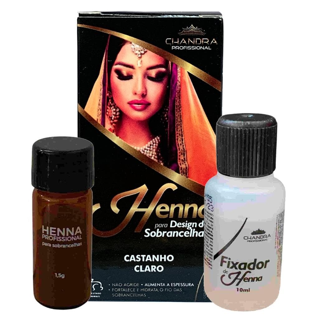 Kit Sobrancelha Henna Chandra Profissional Fixador renna sombrancelhas designer completo
