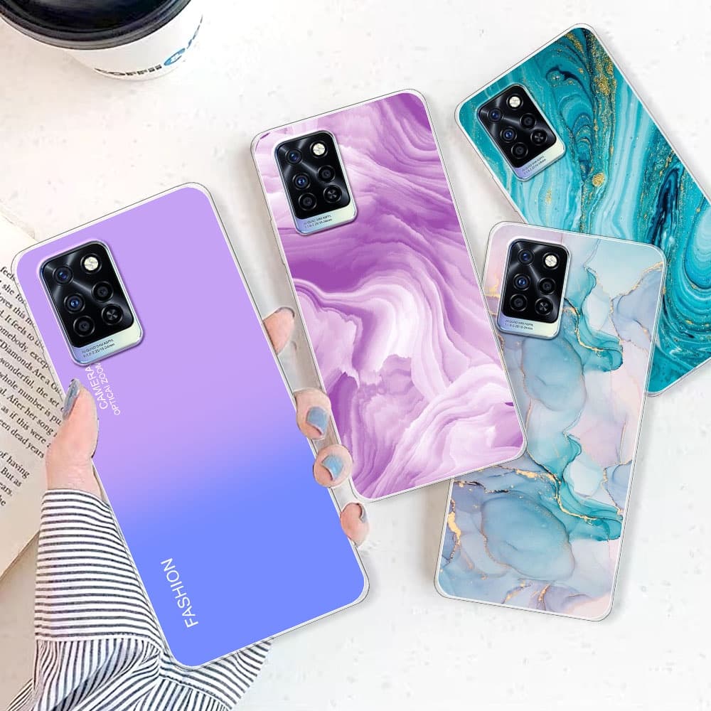 Para Infinix Note 10 Pro NFC Case Capa Traseira Do Telefone Silicone Soft Transparent TPU Flower Marble Bumper Shell