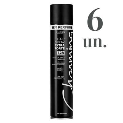 Kit C/ 6 Hair Spray Charming Extra Forte Sem Perfume 400 ML - Cless