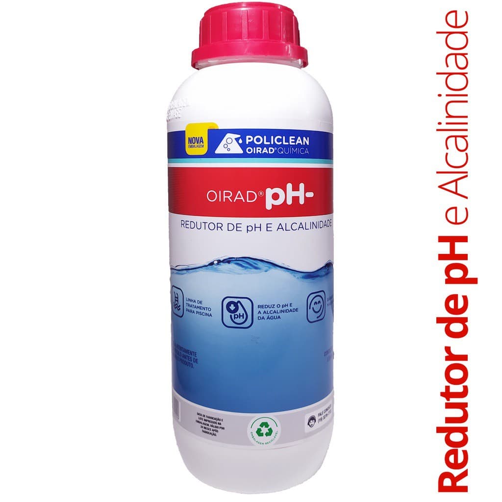 Redutor de pH e Alcalinidade Para Tratamento De Piscinas - Água Mais Saudável 1 Litro Oirad pH-