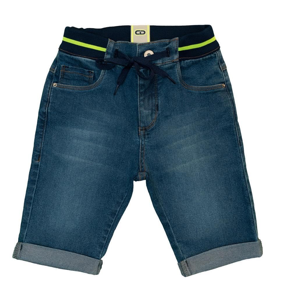 Bermuda Jeans Infantil Menino Casual com Barra Dobrada