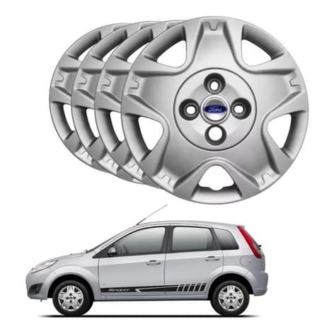 Jogo Calota Ford Fiesta Sedan Aro 14 2011 2012 2013 Prata
