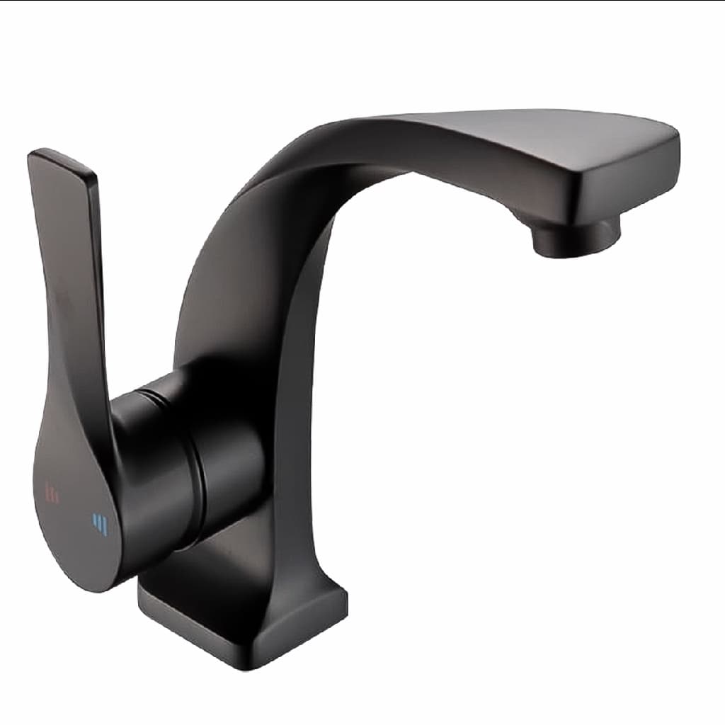 Torneira Banheiro Cruva Misturador Monocomando Baixa Preto