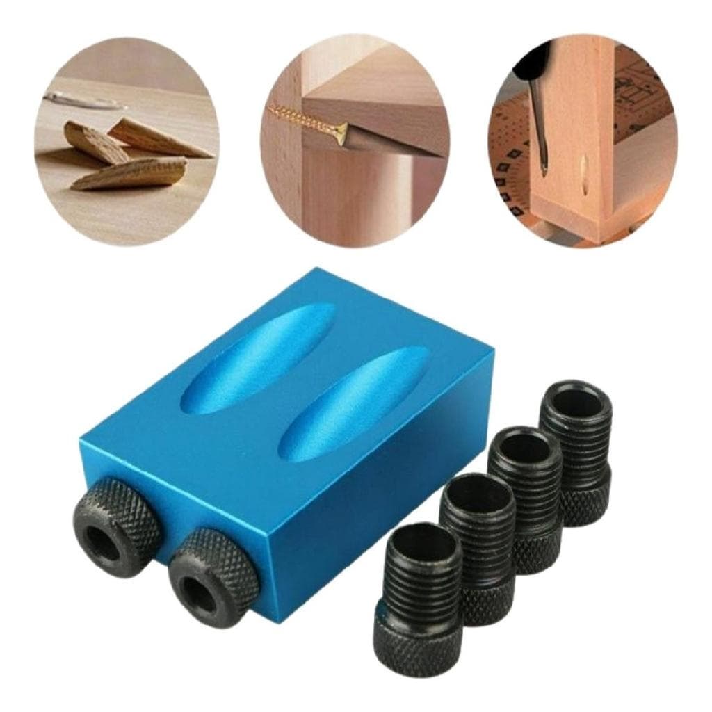 Gabarito Guia Jig Pocket Marcenaria Furo Duplo Chanfrado 15°