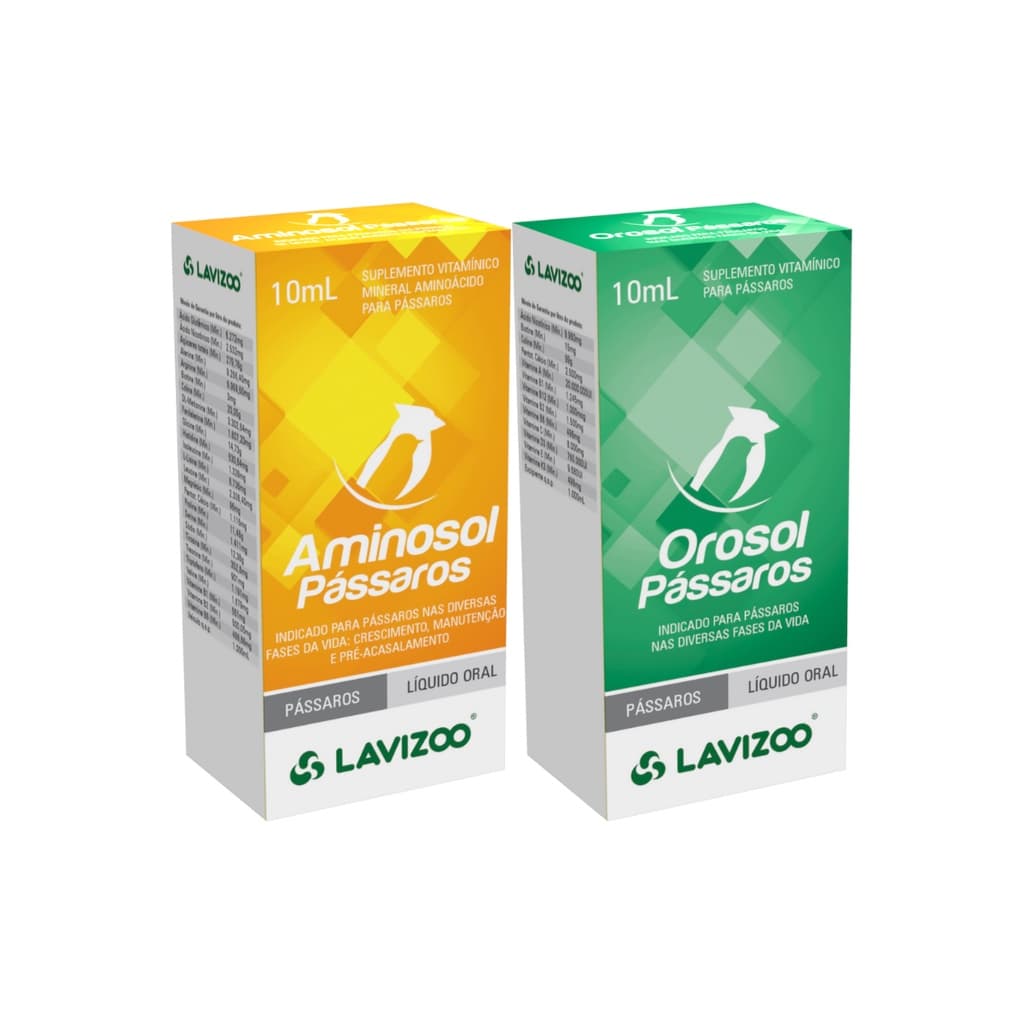 Kit 01 Orosol Passaros 10ml + 01 Aminosol Passaros 10ml