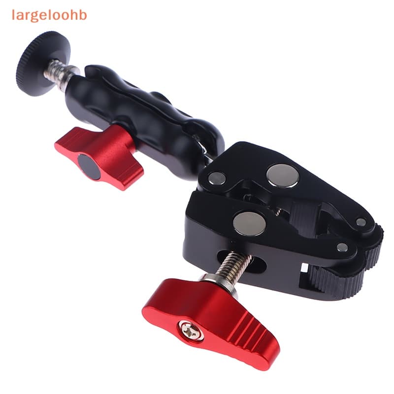 [largeloohb] Braçadeira De Liga De Alumínio Com Braço Duplo Orifício De 1/4'3/8 Para Monitor De Câmera De Montagem De Ví