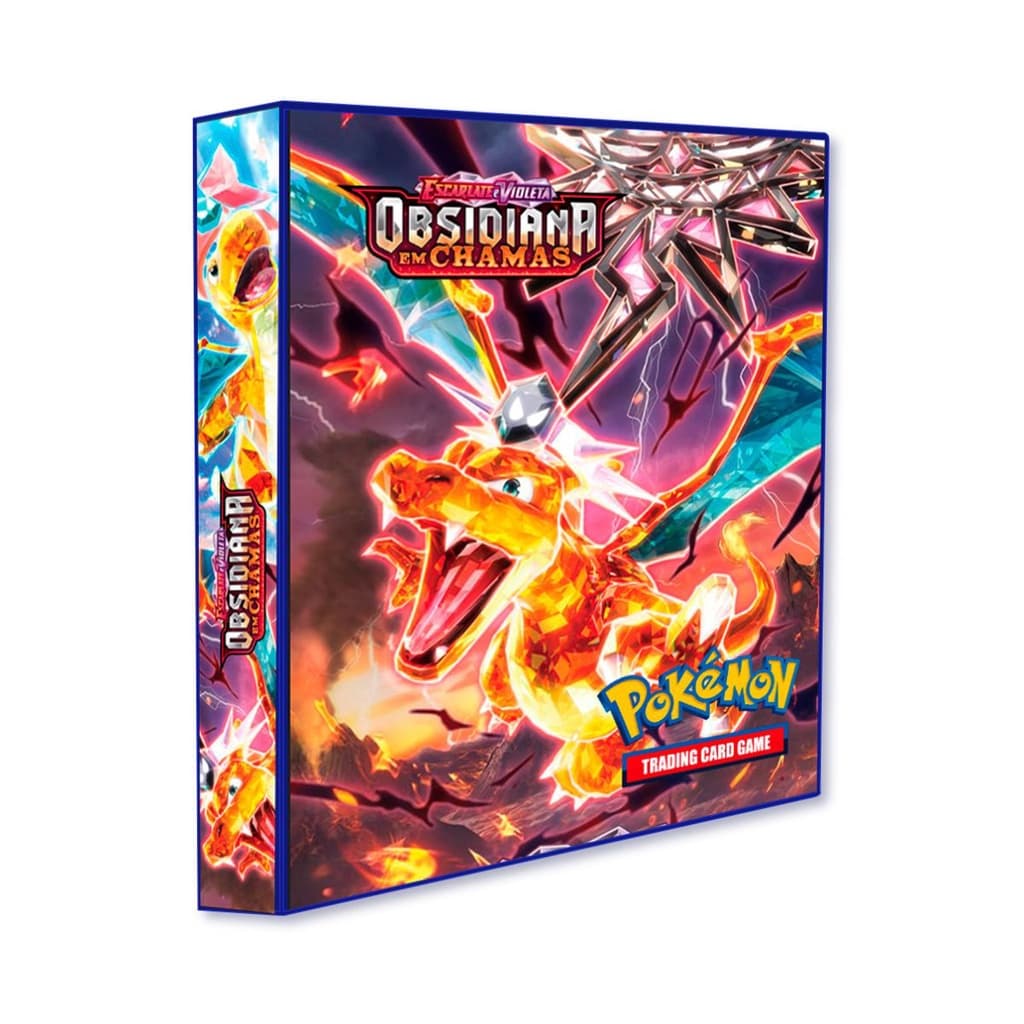 Álbum Pasta Fichário Pokemon Escarlete e Violeta Obsidiana em Chamas Capa Dura Reforçado Coleção TCG