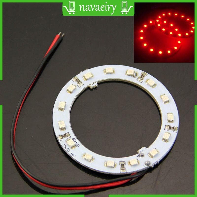 nava 2x 12V 60MM 15 LED 3528 chip Olhos Anjo Carro Luz Vermelha