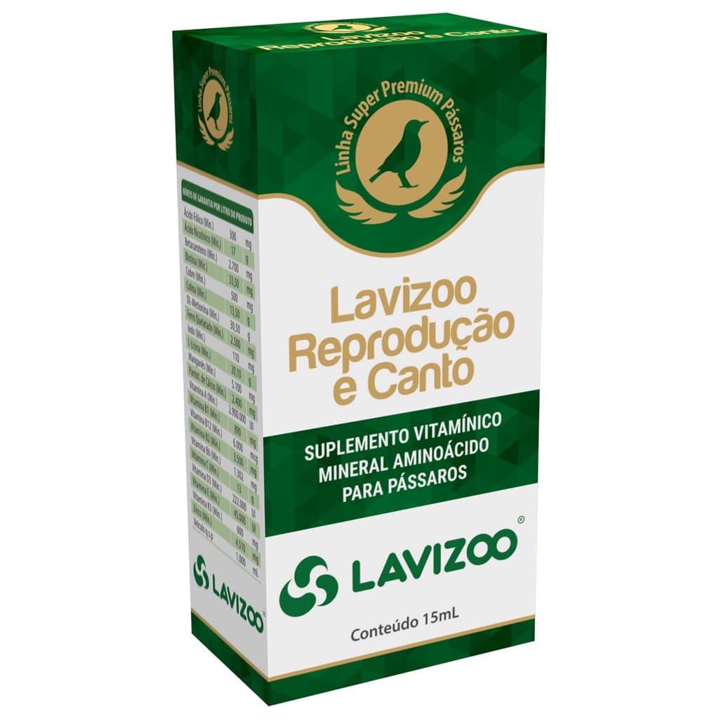 Lavizoo Reprodução e Canto 15ml Suplemento Premium Pássaros