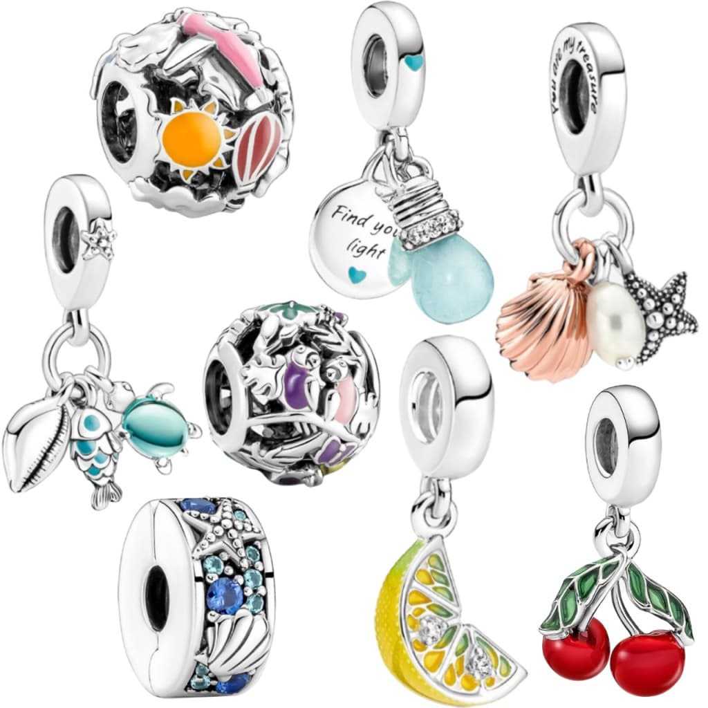 Berloque Pulseira 925 Jóias de Prata Série Frutas Pulseiras Feminina Pingente