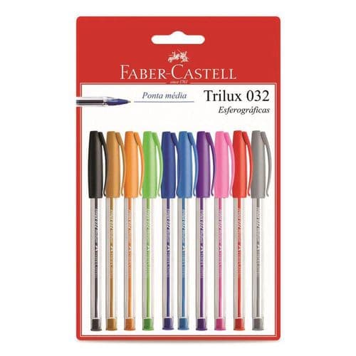 Caneta Esferográfica Trilux Colors 10 Cores Faber-castell