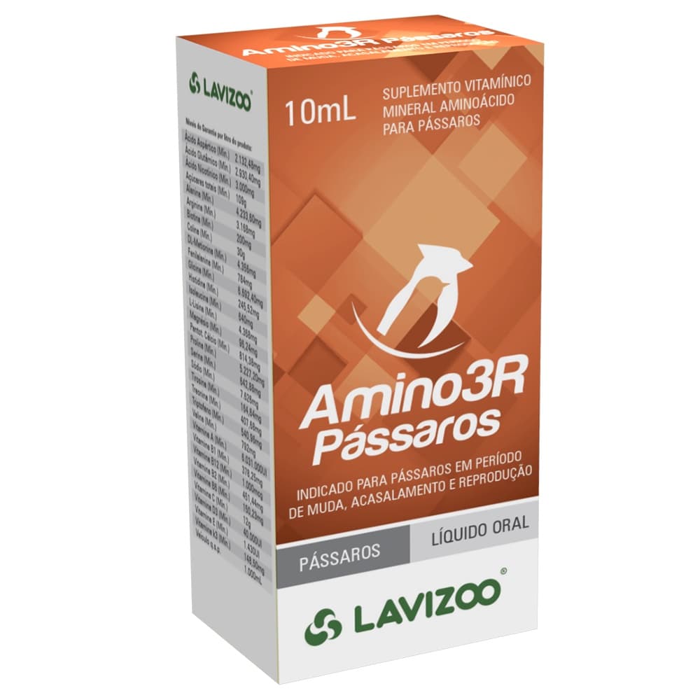 Amino 3r Páss Lavizoo 10ml Suplemento Pássaros Aminostress