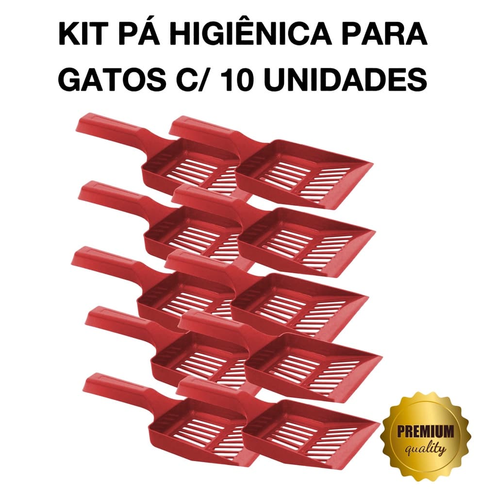 Kit Pá Higiênica Para Gatos C/ 10 Unidades Vermelho
