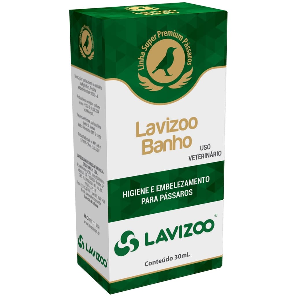 Lavizoo Banho 30ml Citronela Higienizador de Pássaros