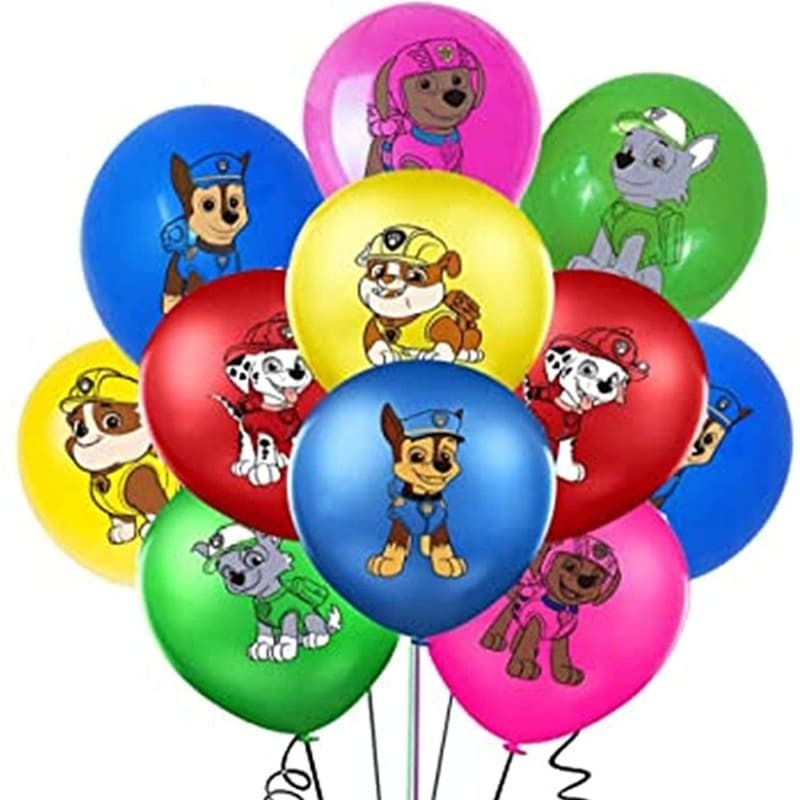 Balões De Patrulha De Patas De 12 Polegadas Com Cachorro Colorful Dog Print Balão Vermelho Amarelo Azul Verde Rosa Para Meninos Decoração De Aniversário