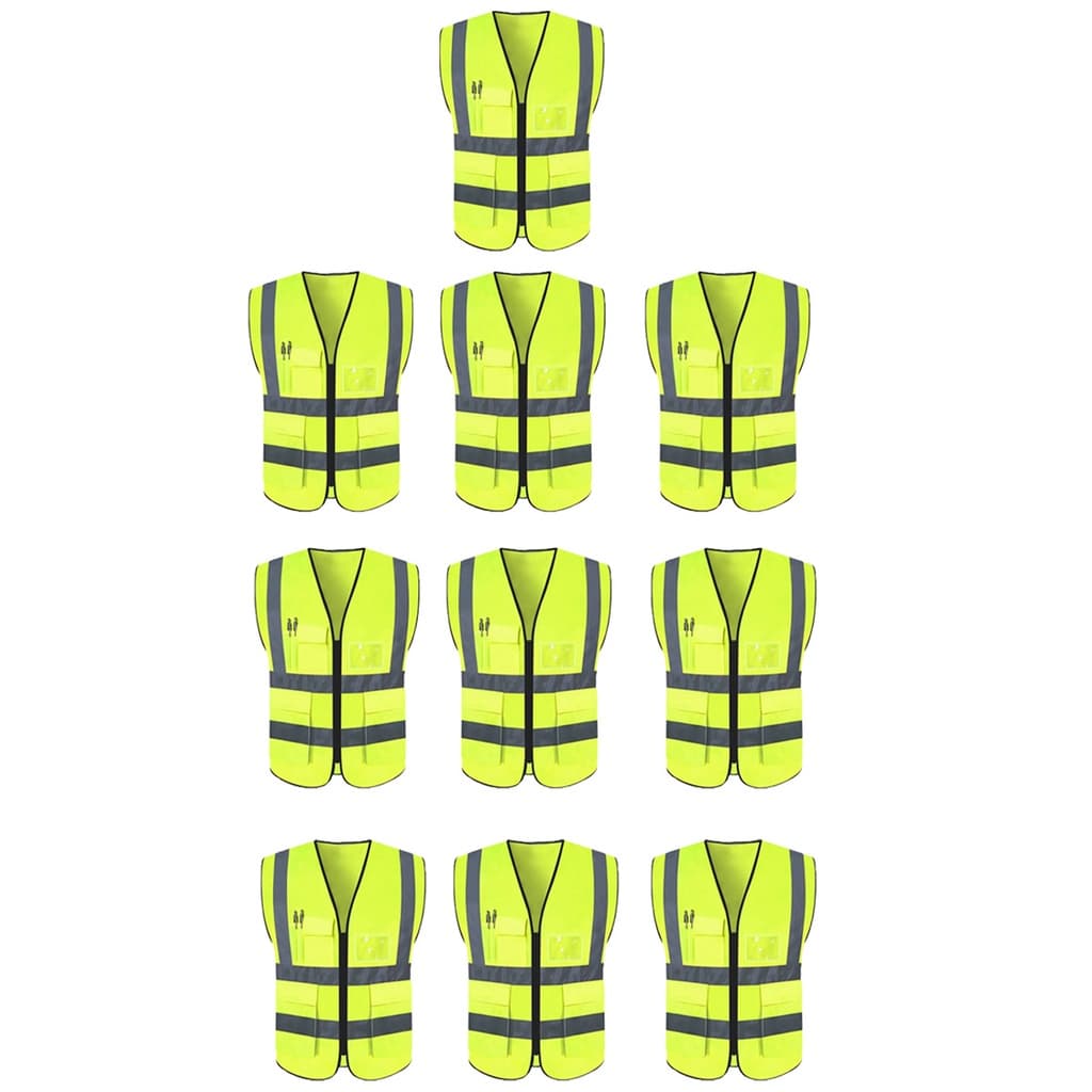 Colete Faixa Sinalizador Refletivo Kit 10 Unidades Segurança Trabalho  EPI Transito Obra Fluorescente Bolso Ziper