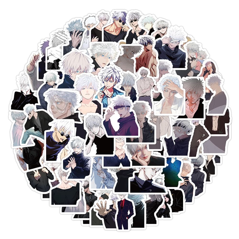 Novos 100PCS Adesivos de Graffiti Anime Jujutsu Kaisen Satoru Gojo para Capacete, Bicicleta, Conta Manual e Estojo de