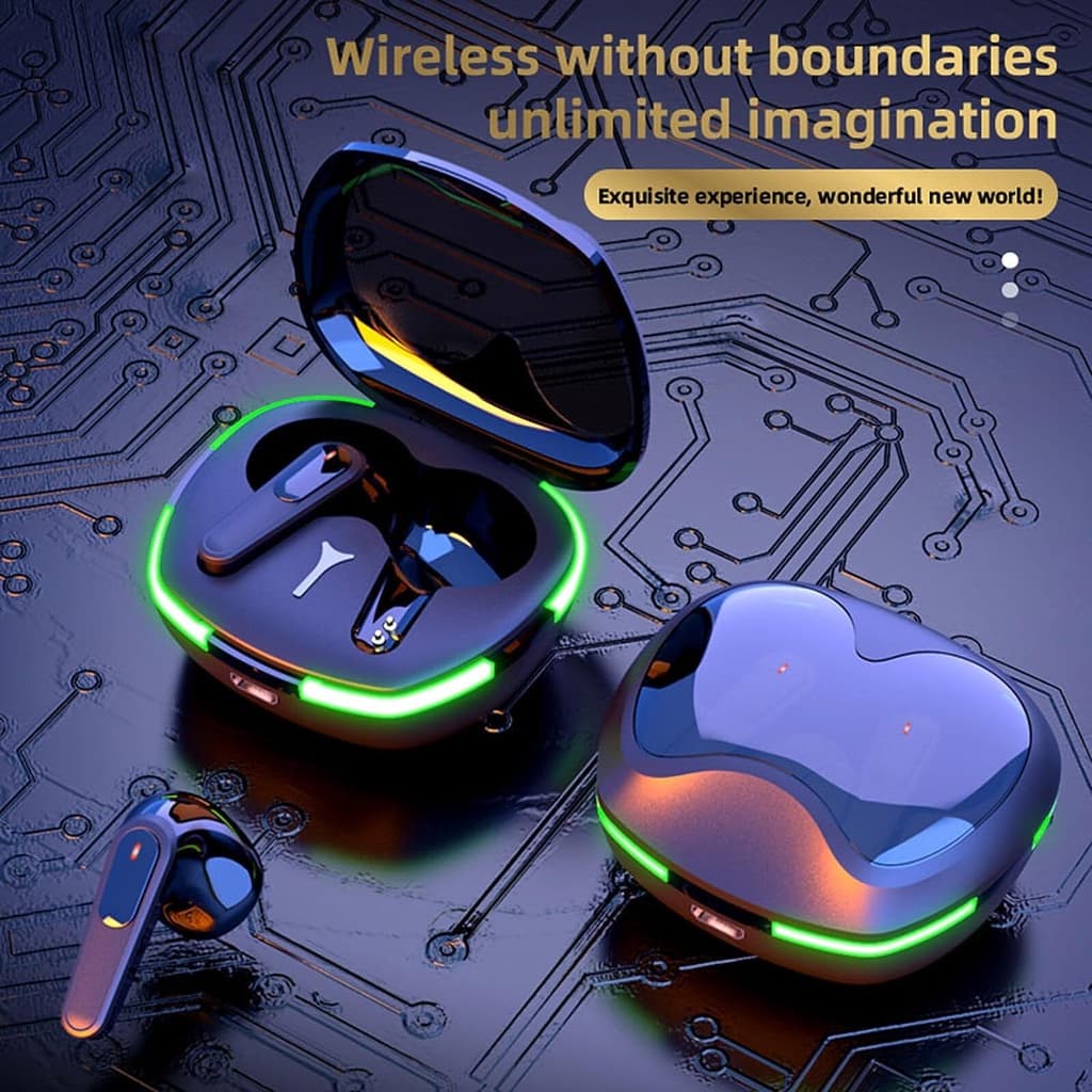 Fone de Ouvido Bluetooth Sem Fio Gamer 5.0 Sem Delay Para Jogos Bateria de Longa Duração Case em LED