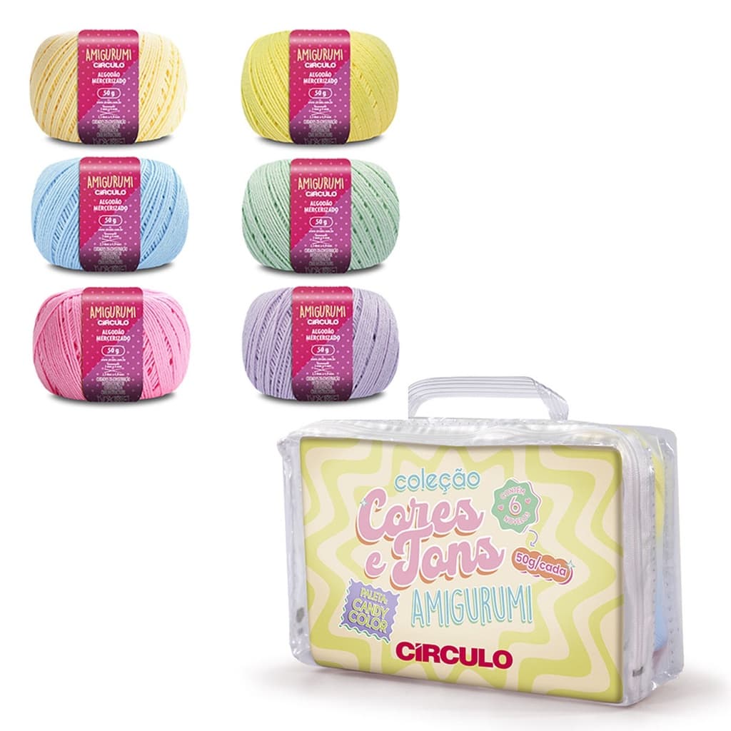 Kit Fios Amigurumi Círculo Cores E Tons Candy Color Algodão Para Tricô Para Crochê Alta Qualidade