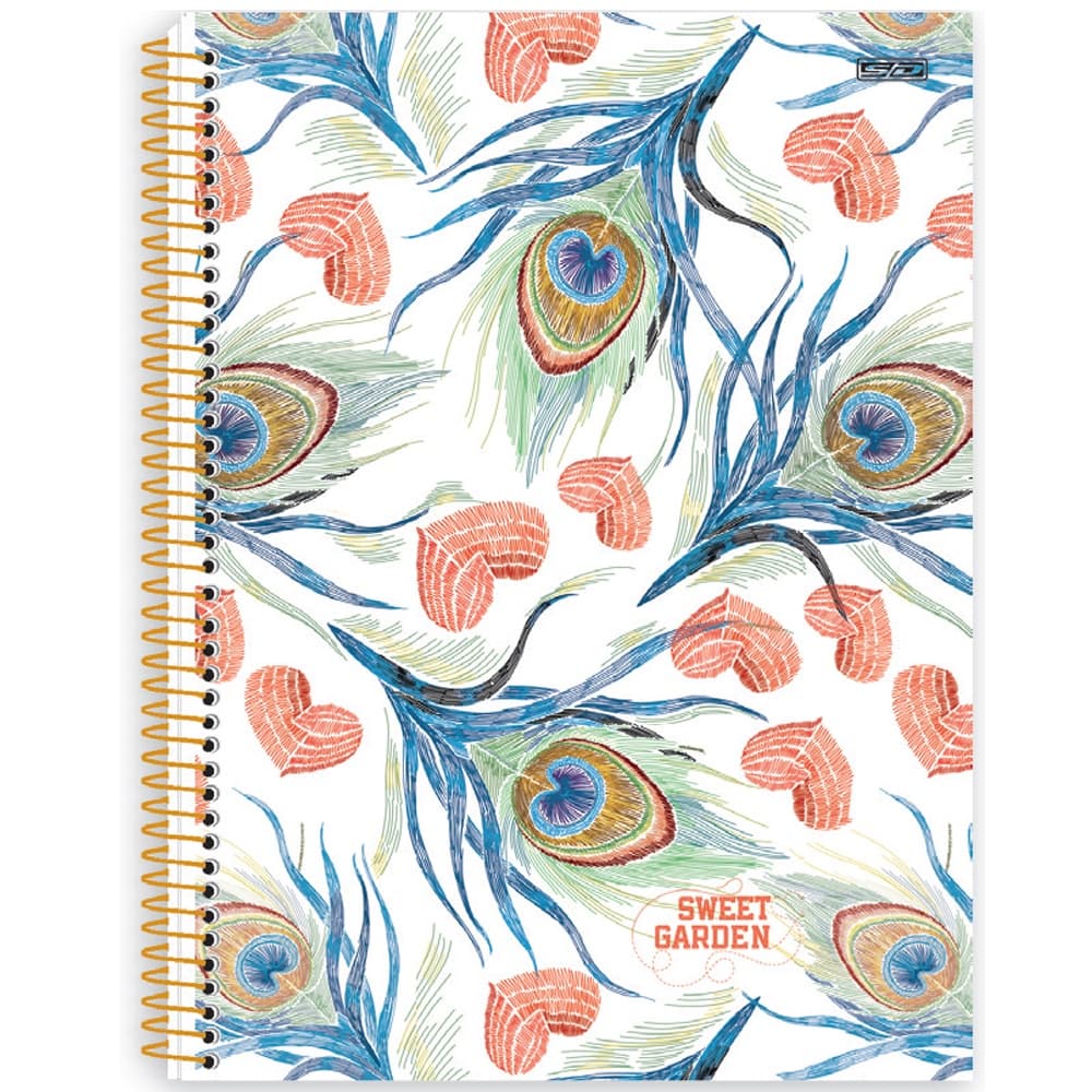 CADERNO UNIVERSITÁRIO ESPIRAL 1M CD BOLSA 80FLS SWEET GARDEN