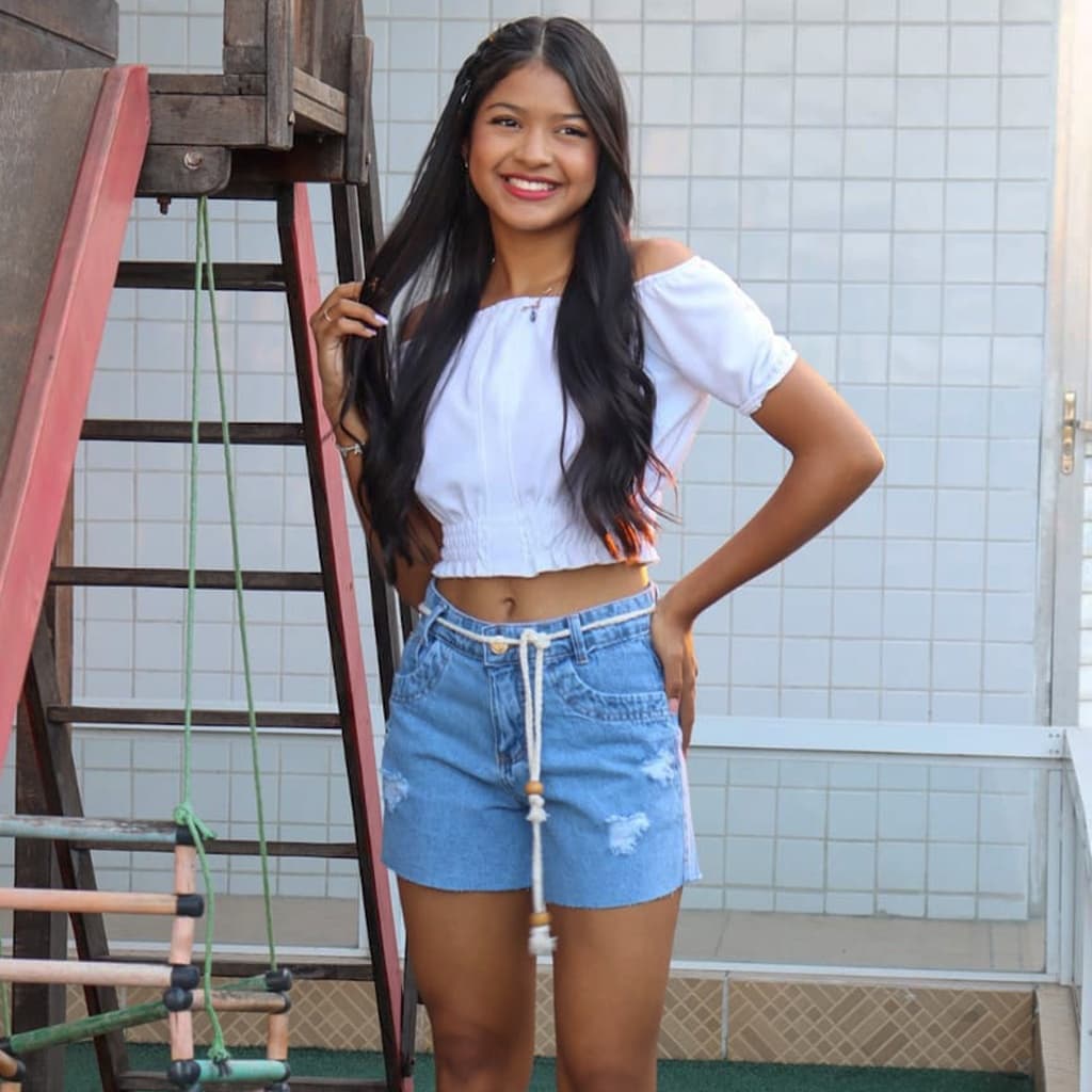 Short Jeans Cordão Feminino Infantil e Juvenil Promoção