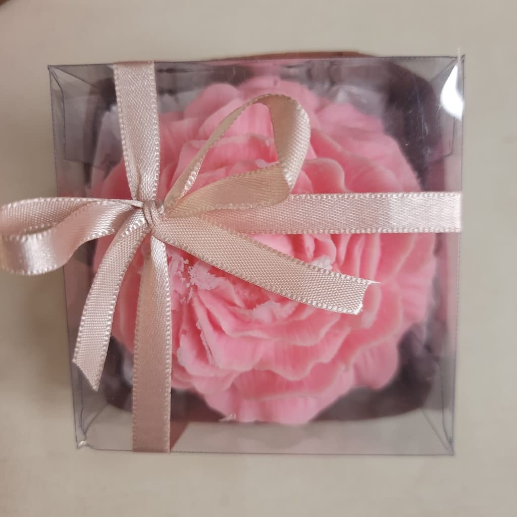Vela Flor Aromática Perfumada Presente Grande Cor Rosa 100g