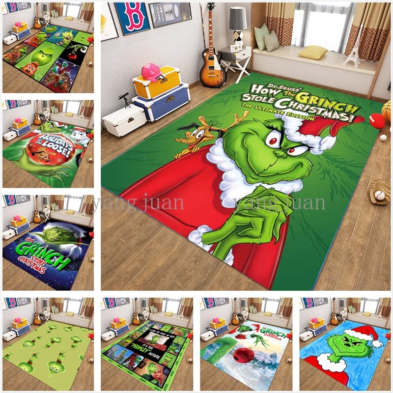 Tapete De Natal Como O Grinch Roubou Tapetes Quarto Cabeceira Sofá Porta Do Banheiro Absorvente E Antiderrapante Regiona