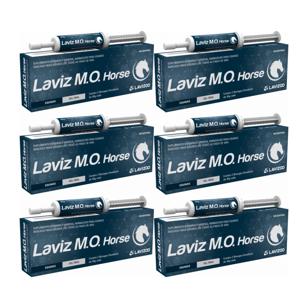 Kit 06 Laviz Mo Horse Lavizoo 2x40g Suplemento para Cavalo