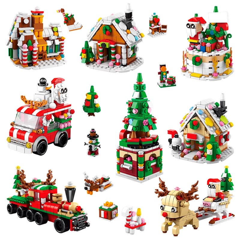 Presente de Natal Compatível com lego Building Blocks Set Kawaii Rena Winter Village Árvore de Natal Mini Casa Modelo DIY Tijolos Brinquedos Para menina e menino