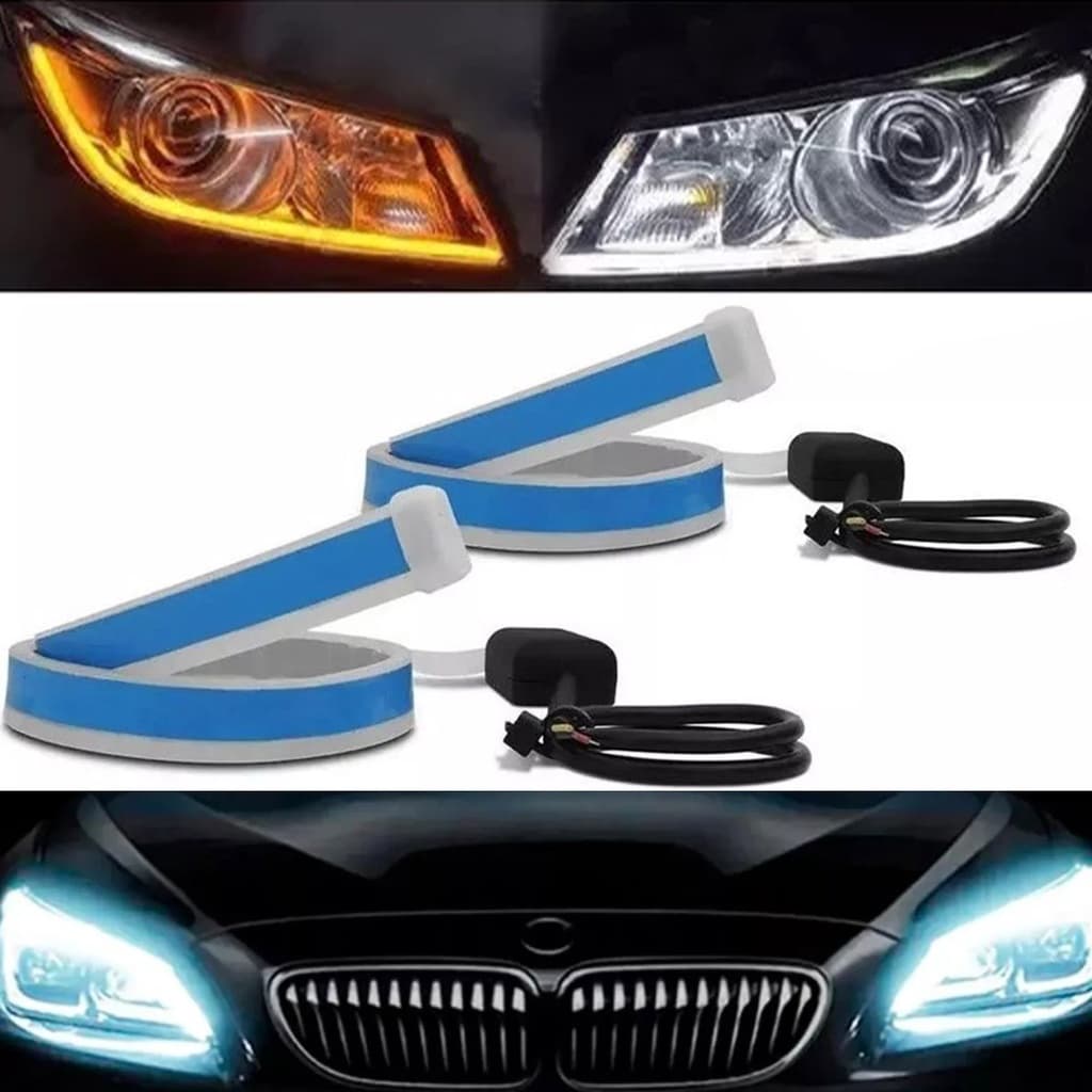 Fita Par Led Farol Seta Sequencial 60cm Carro Luz DRL Automotivo Pick Up Silverado Volkos Pisma