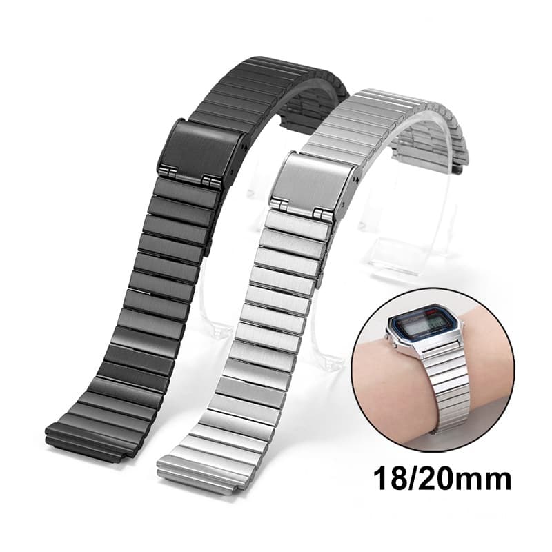 18mm 20mm Pulseira de relógio de aço inoxidável para A158W AQ230 AE1000 F91W Banda de relógio de metal Pulseira clássica