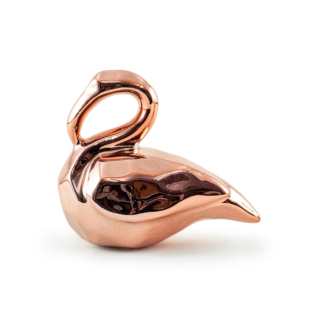 Kit 2 Flamingos Para decoração De Porcelana Brilhante Sala Banheiro Mesa Enfeite De Prateleira Estante Delicado 9x7cm