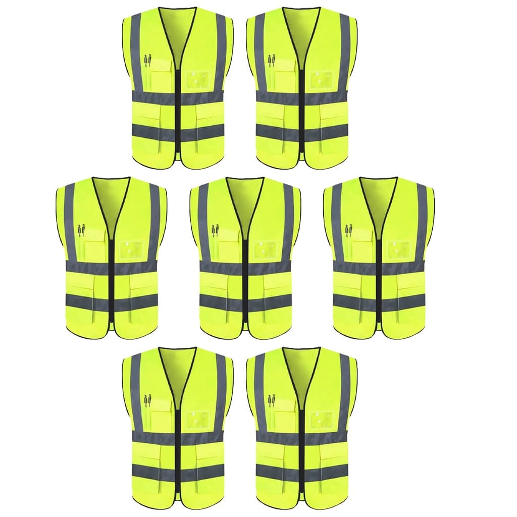 Colete Refletivo Sinalizador Kit 7 Unidades EPI Segurança Proteçao Blusao Fluorescente Obra Sinalizaçao