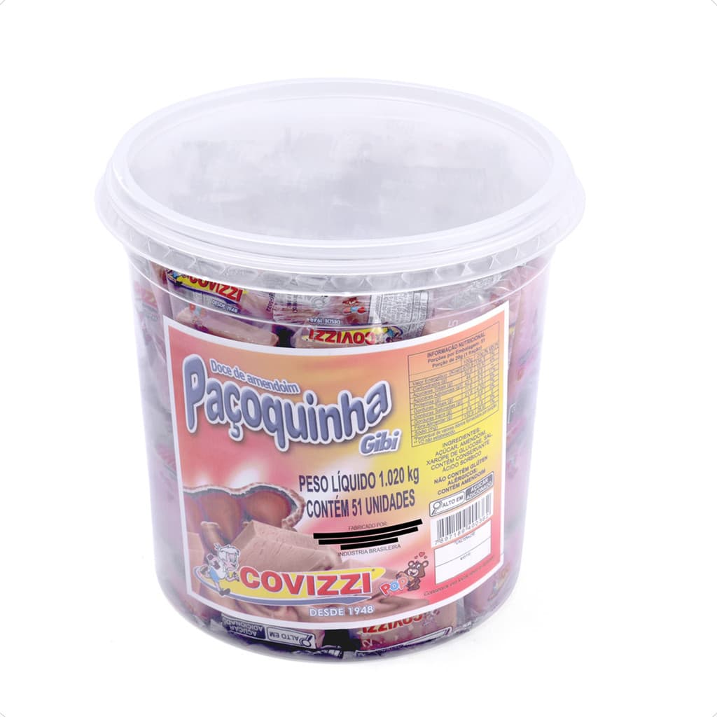 Paçoquinha Embalagem Individual Saborosa Pote 1Kg Covizzi