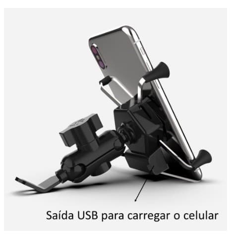Suporte Celular Moto Com Carregador Universal Usb Garra X