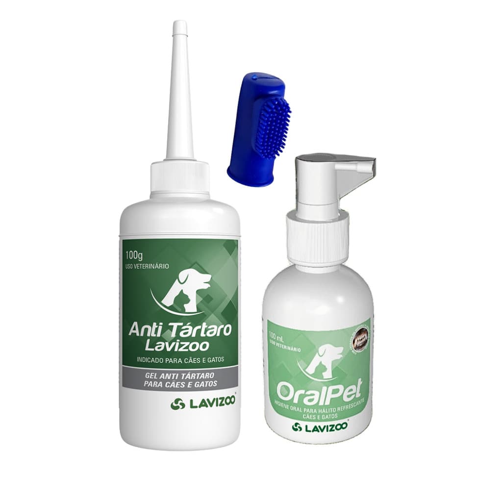 Kit Anti Tártaro Lavizoo + Spray Oralpet + Dedeira Silicone