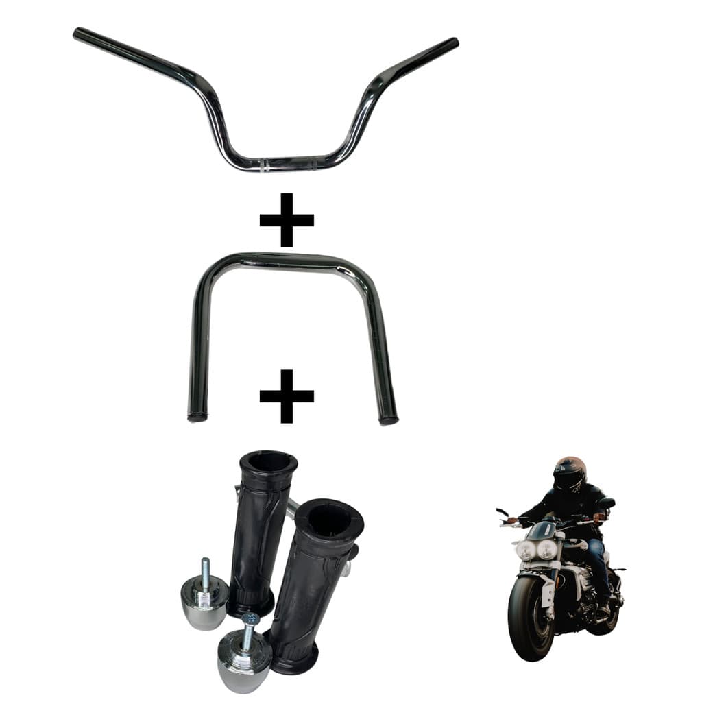 Guidão Moto Cg Cargo 160 Cromado Manopla+ Pesinho + Barra Motocicletas Acessórios