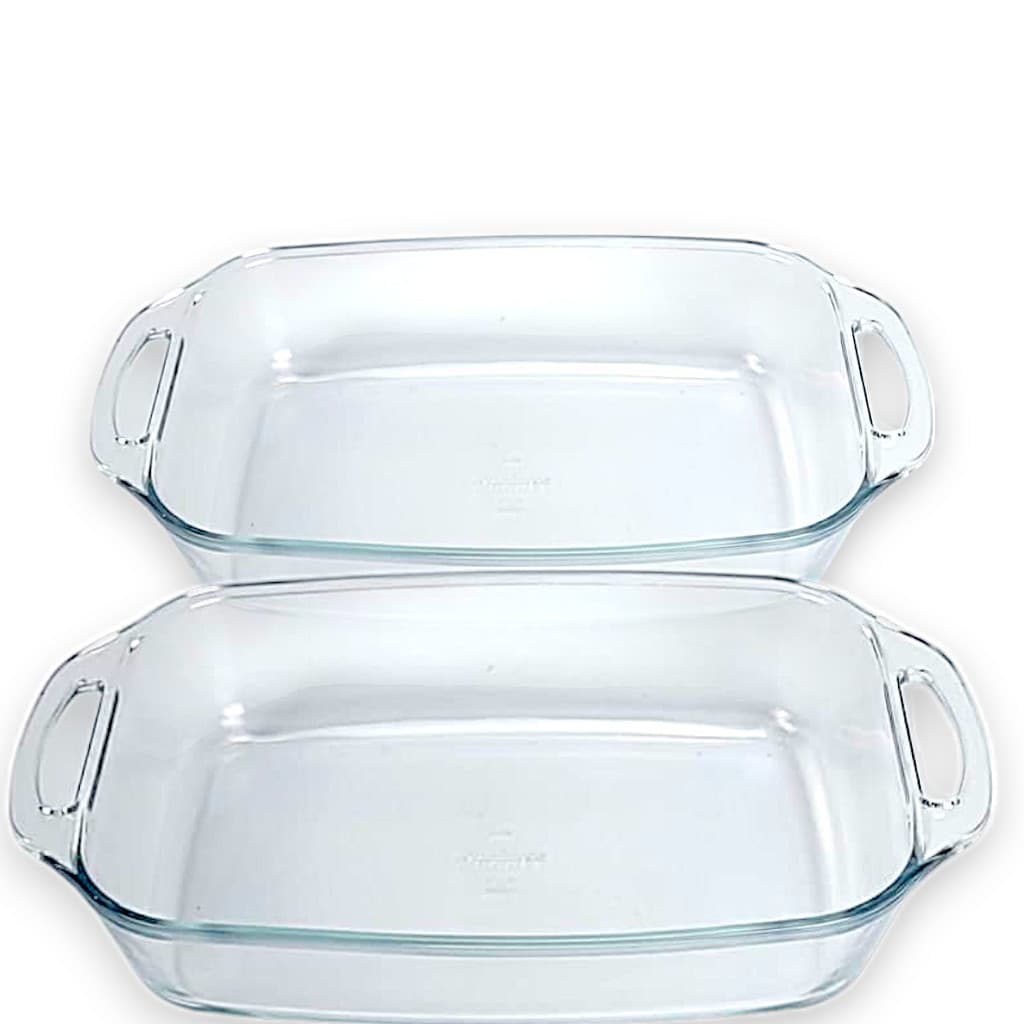 Kit 2 Assadeira Lasanheira Travessa de Vidro Marinex 3,5 e 2,7 litros Forno Airfray Micro-ondas