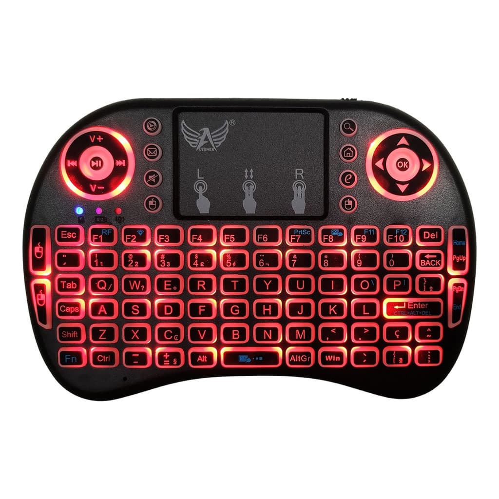 Mini Teclado Sem Fio Wireless Com Led Rgb + Teclado Imbutido