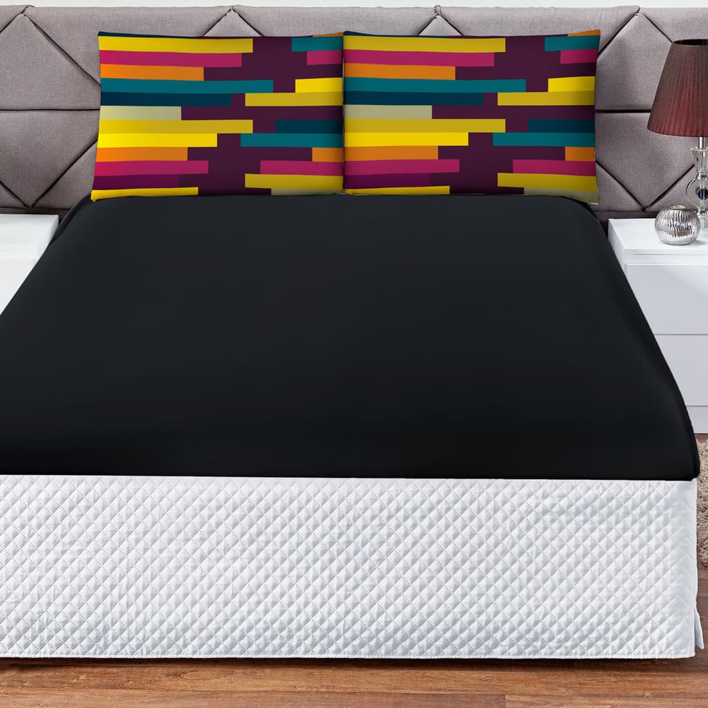 Jogo de Lençol 3 Peças Elástico 180 Fios Cama Macio com Fronha Estampada Digital Decorativa