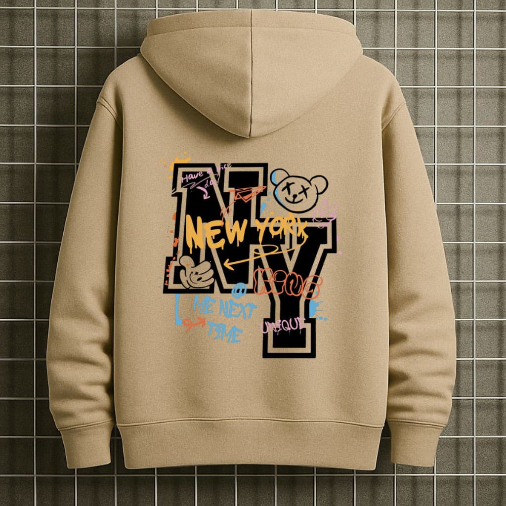 Blusa de Frio Moletom Canguru Flanelado New York Hip Hop Com Bolso Masculino e Feminino