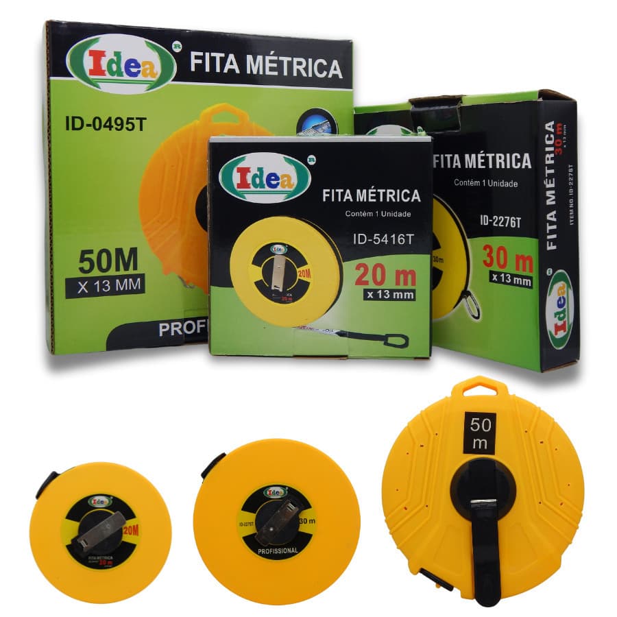 Fita Métrica Profissional  50 30 20  Metros Com Manievela Fibra de Vidro Encaixe de Mão