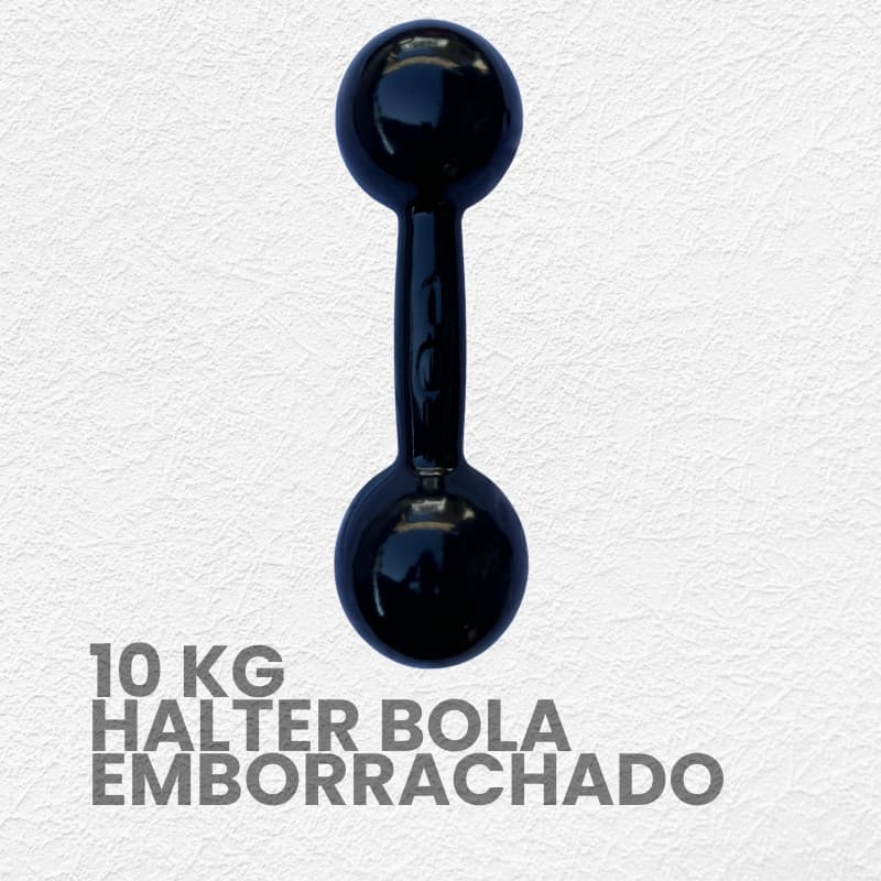 Halter Bola Emborrachado 10kg - Peso de Academia