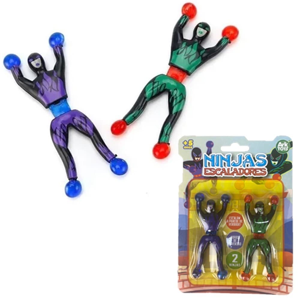 kit 2/4/10 bonecos ninja gruda na parede geleca com 2 bonecos