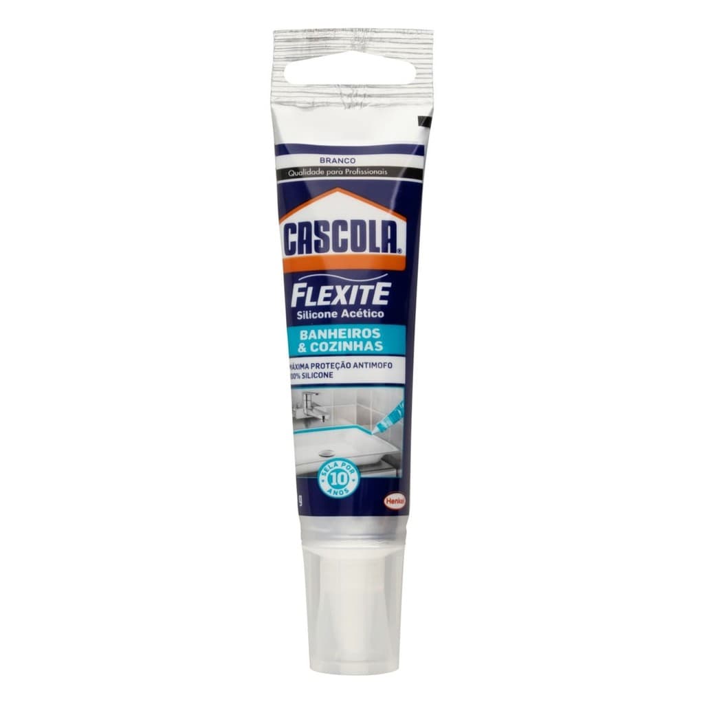 Silicone Acético Branco Flexite Para Banheiro Cozinha 50g Cascola Uso Geral Máximo Proteção Antimofo 100% Silicone