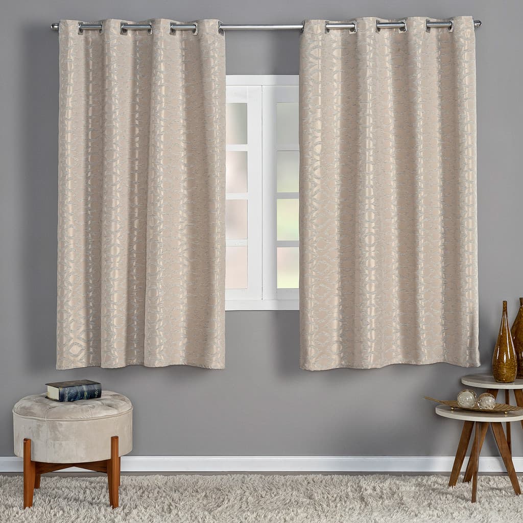 Cortina Blackout Tecido Jacquard Estampado Alto Relevo Corta Luz Quarto Sala Apartamento Moderno