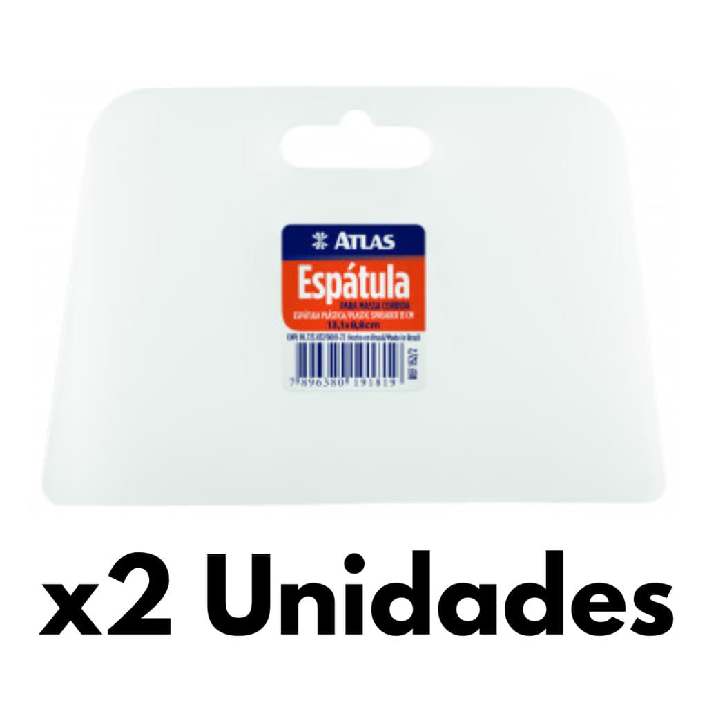 Kit 2 Espátulas Plásticas 130 mm x 88 mm para Massa, Gesso e Cimento Queimado - Atlas