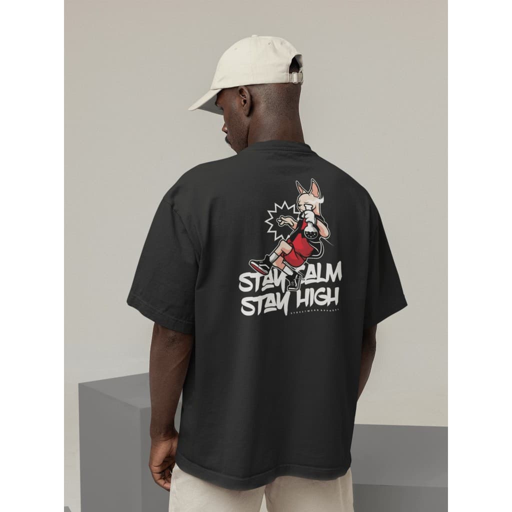 Camisa Camiseta Oversize Streetwear Masculino e Feminino para Treino e Dia a Dia Preto e Off Whte Estampa