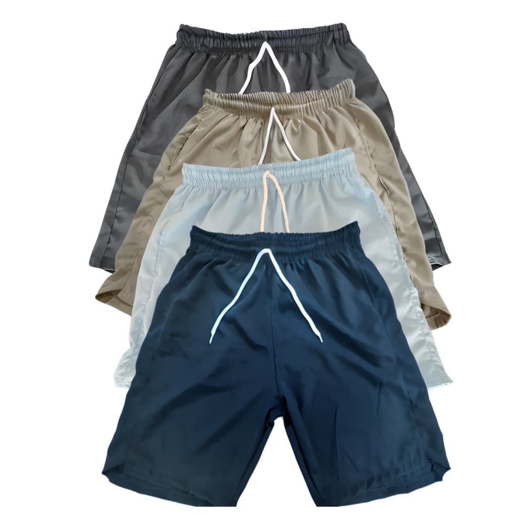 Kit 4 Bermuda Masculina Tactel Moda Verão Nadador Com Bolso e Detalhe Lateral